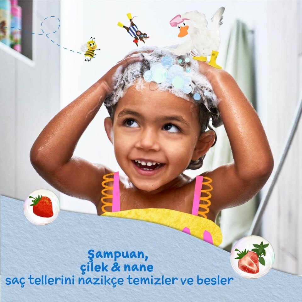 Avantajlı Paket 2'li Çilek ve Organik Nane Özlü Çocuk Şampuan ve Saç Kremi (250ml 2 adet)