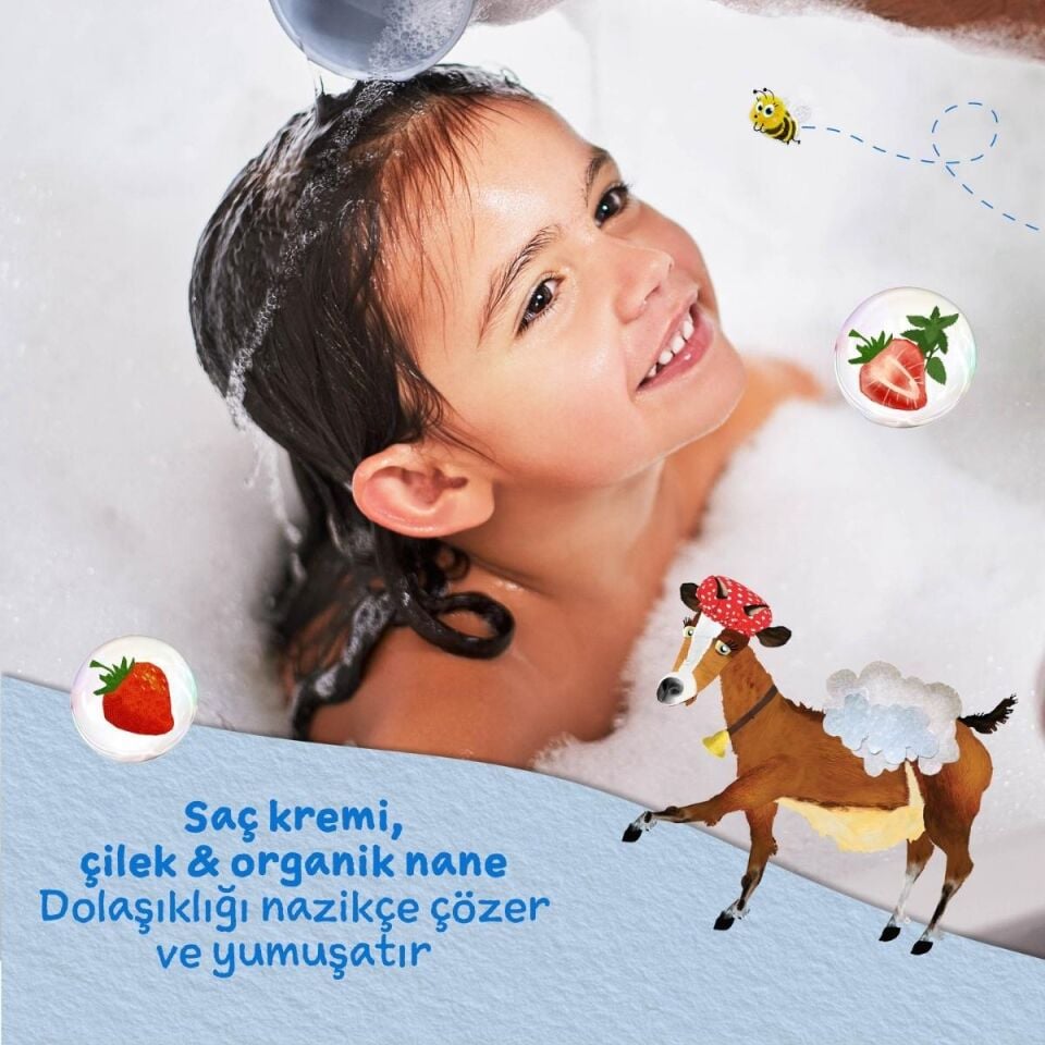 Avantajlı Paket 2'li Çilek ve Organik Nane Özlü Çocuk Şampuan ve Saç Kremi (250ml 2 adet)