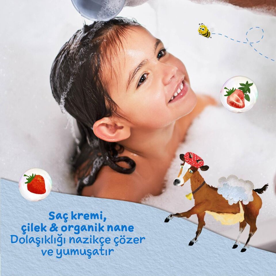 Avantajlı Paket 2'li Böğürtlen Özlü Çocuk Şampuan ve Çilek Özlü Saç Kremi (250ml 2 adet)