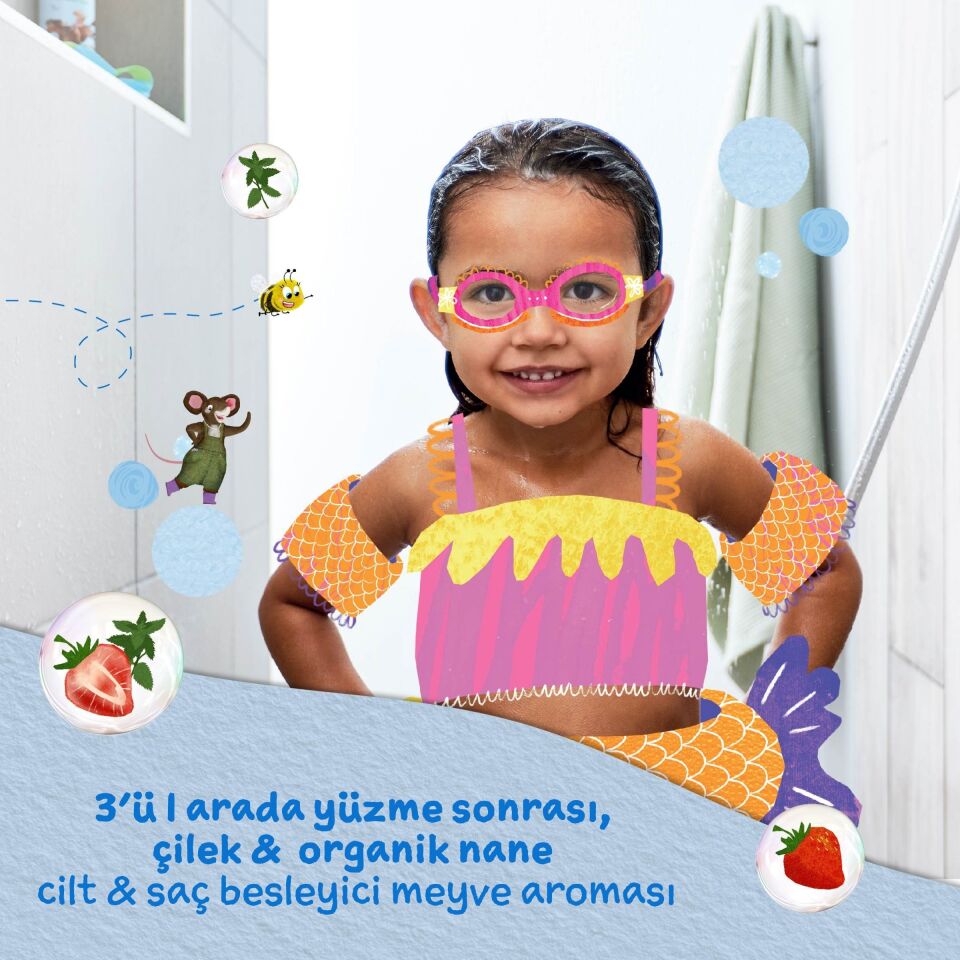 Childs Farm Çilek ve Organik Nane Özlü 3'ü 1 Arada Yüzme Sonrası Çocuk Şampuan 250ml