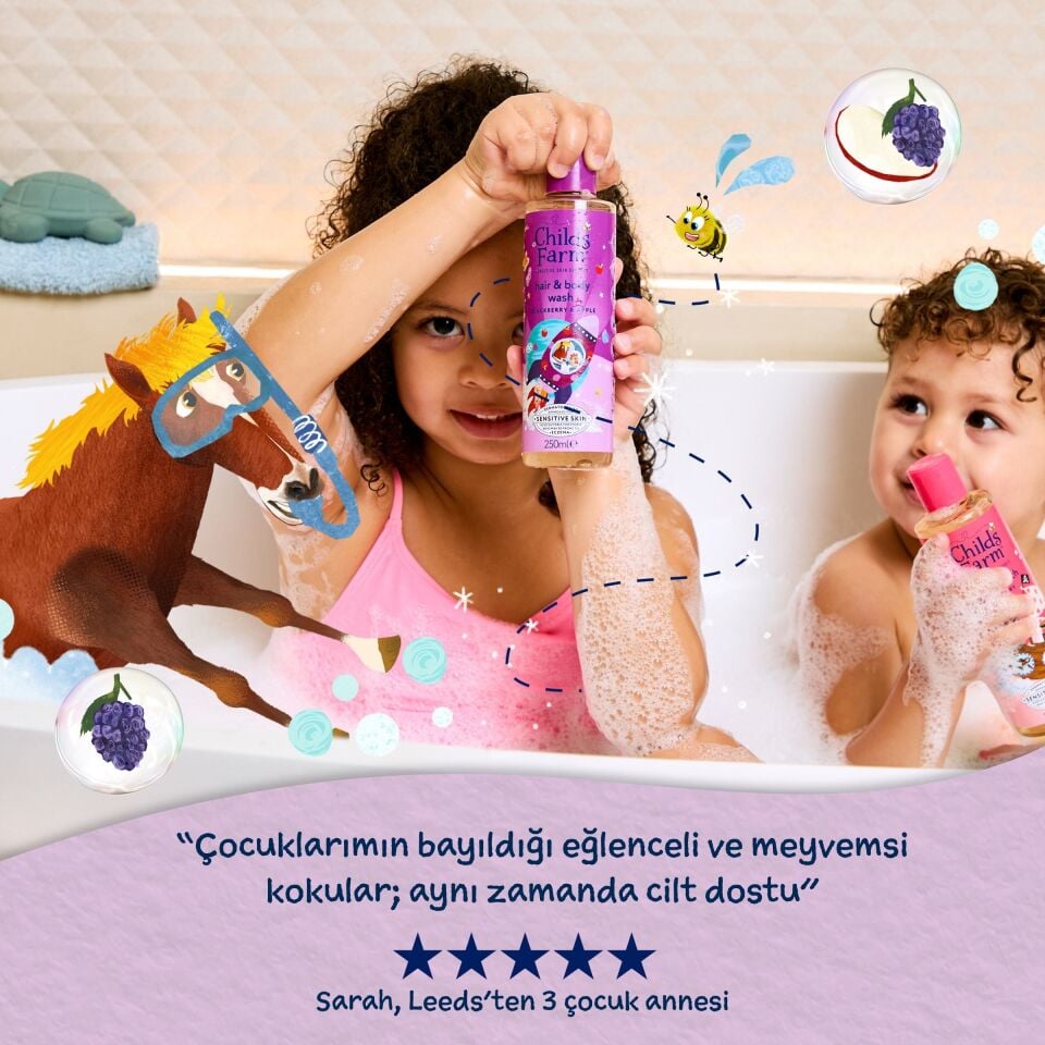 Childs Farm Böğürtlen ve Organik Elma Özlü Çocuk Saç ve Vücut Şampuanı 250ml