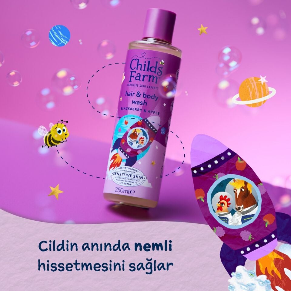 Childs Farm Böğürtlen ve Organik Elma Özlü Çocuk Saç ve Vücut Şampuanı 250ml