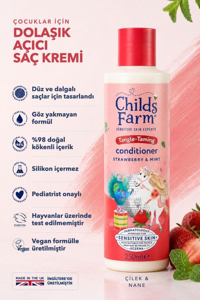 Childs Farm Çilek ve Organik Nane Özlü Çocuk Saç Krem 250ml