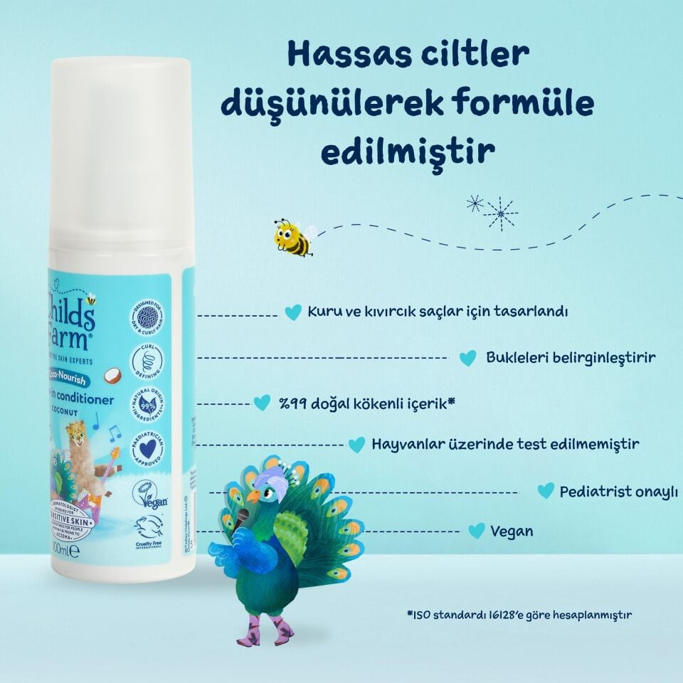 Childs Farm Kuru ve Kıvırcık Saçlar için Hindistan Cevizi Özlü Durulama Gerektirmeyen Sprey Saç Kremi 100 ml