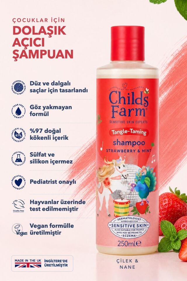 Childs Farm Çilek ve Organik Nane Özlü Çocuk Şampuan 250ml