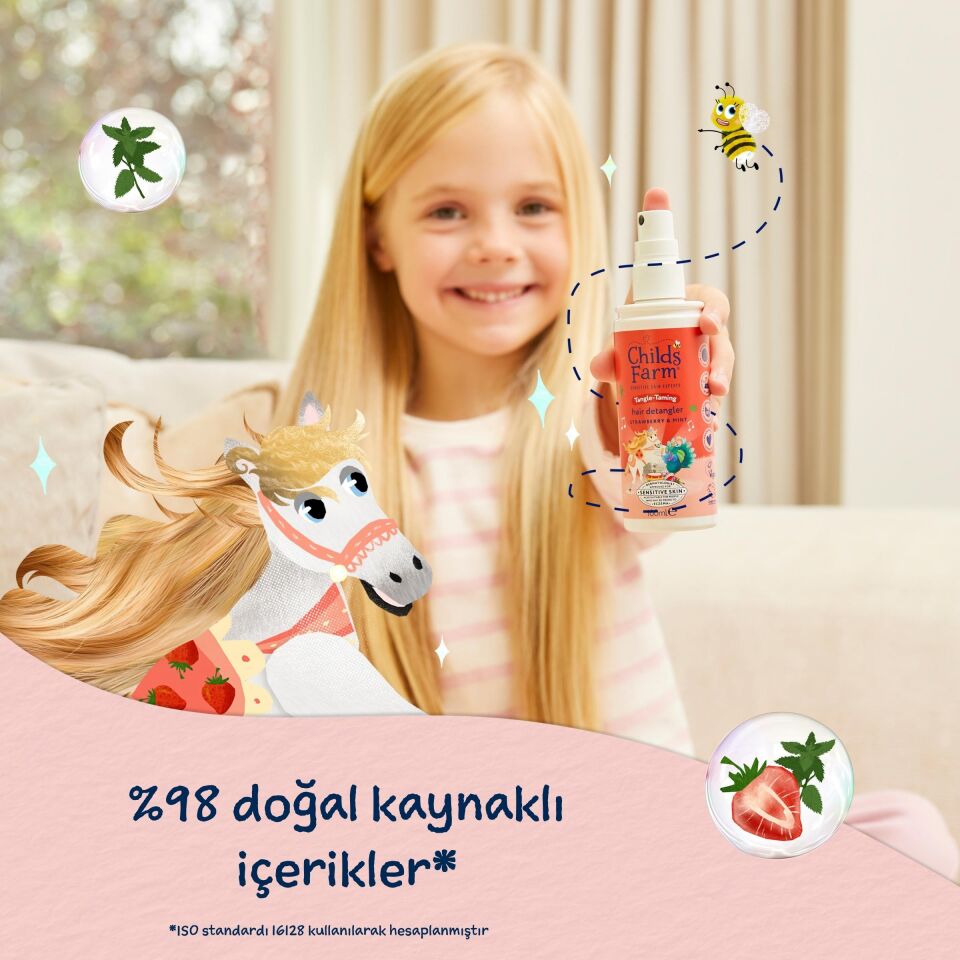 Childs Farm Çilek ve Organik Nane Özlü Kolay Tarama Çocuk Saç Spreyi 100 ml