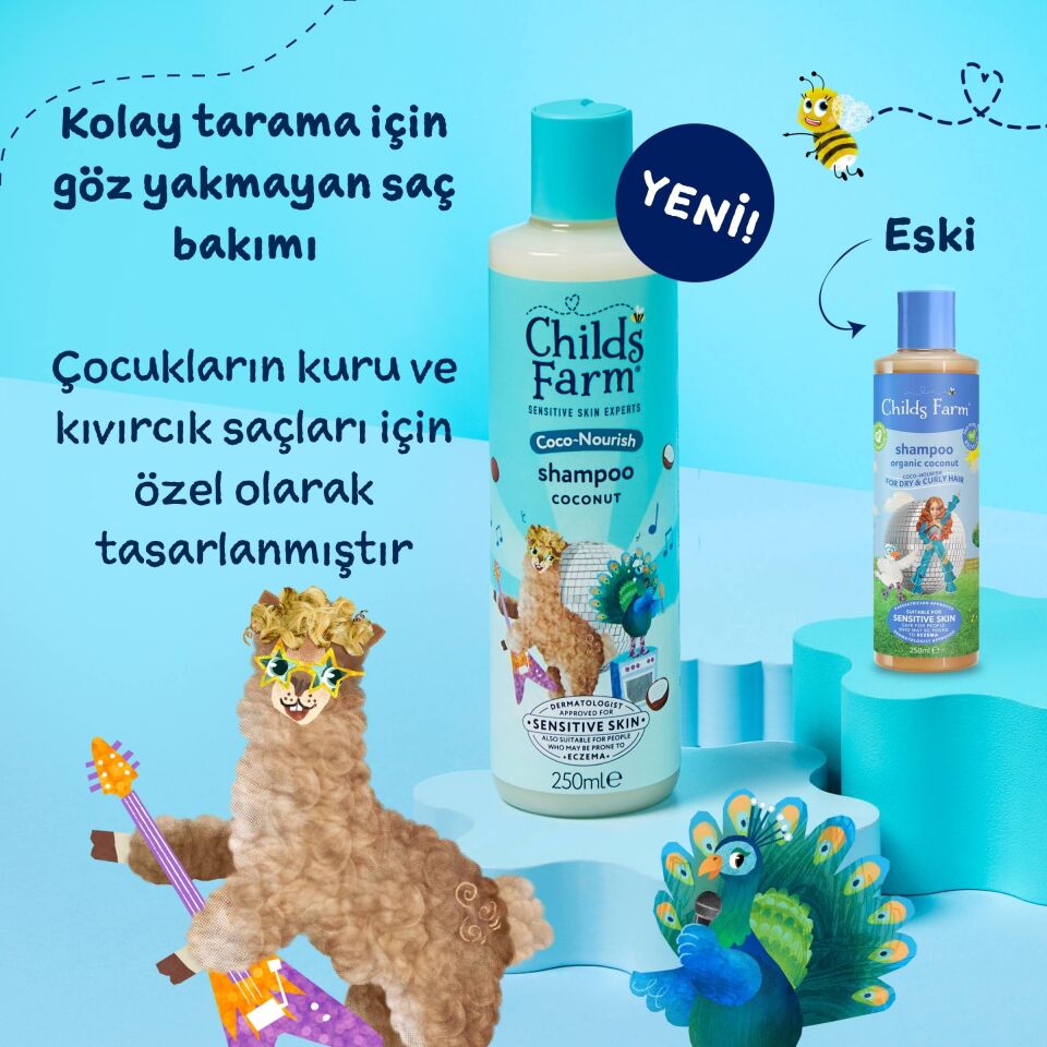 Childs Farm Kuru ve Kıvırcık Saçlar için Hindistan Cevizi Özlü Çocuk Şampuan 250 ml