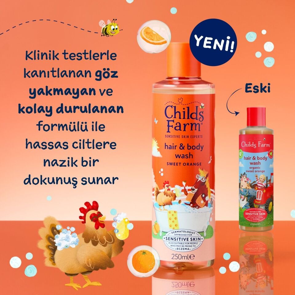 Childs Farm Organik Tatlı Portakal Özlü Çocuk Saç ve Vücut Şampuan 250ml