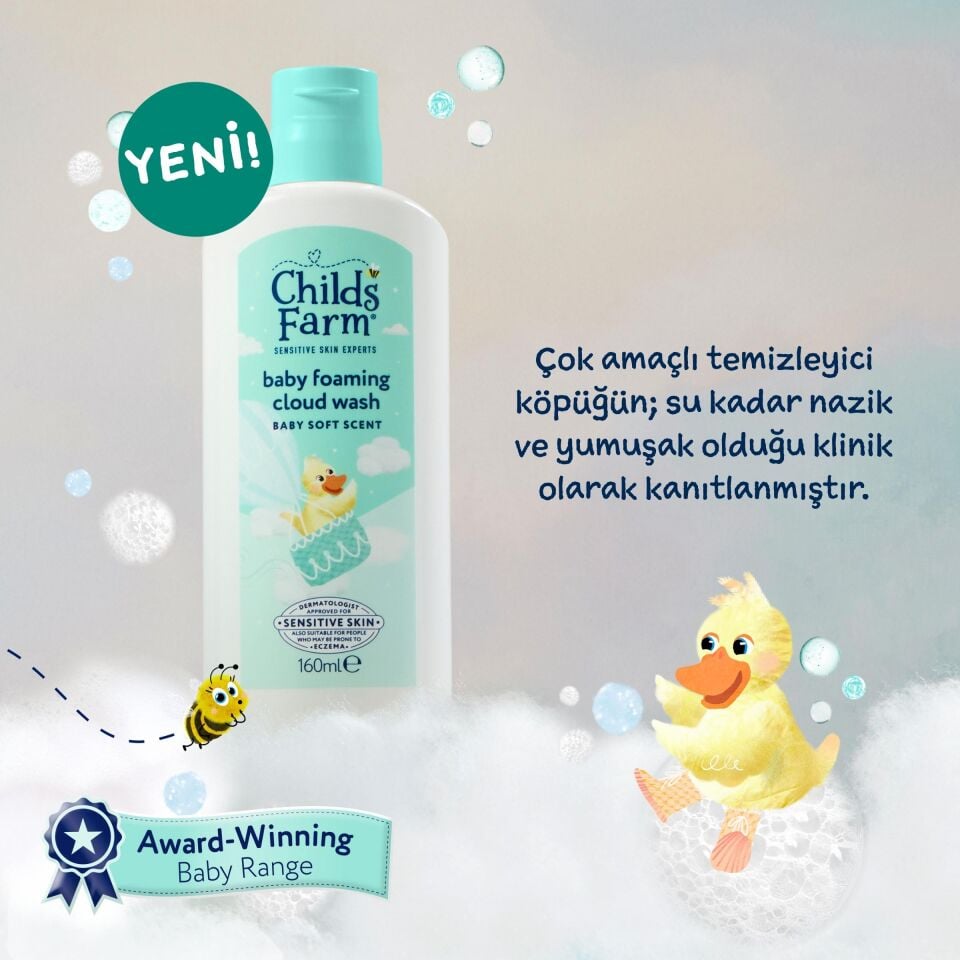 Childs Farm Yenidoğan Köpük Bebek Şampuanı 160 ml – Aloe Vera ve Salatalık Özlü