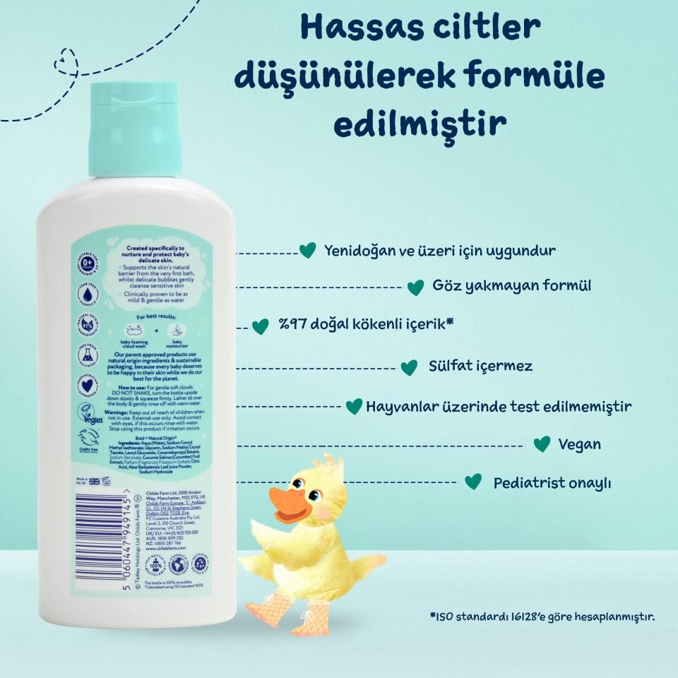 Childs Farm Yenidoğan Köpük Bebek Şampuanı 160 ml – Aloe Vera ve Salatalık Özlü