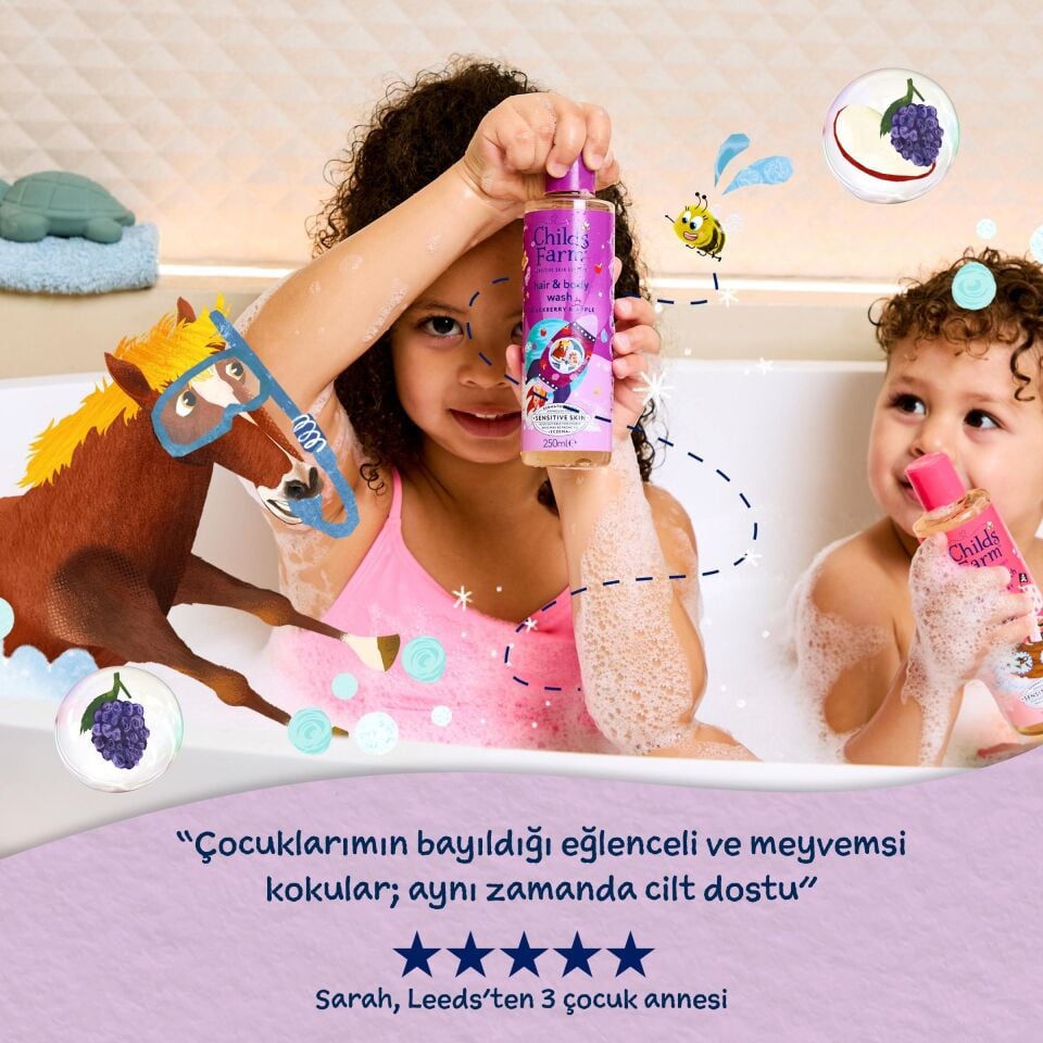 Childs Farm Böğürtlen ve Organik Elma Özlü Çocuk Saç ve Vücut Şampuanı 500ml