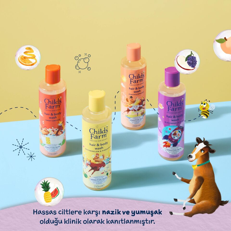 Childs Farm Böğürtlen ve Organik Elma Özlü Çocuk Saç ve Vücut Şampuanı 500ml