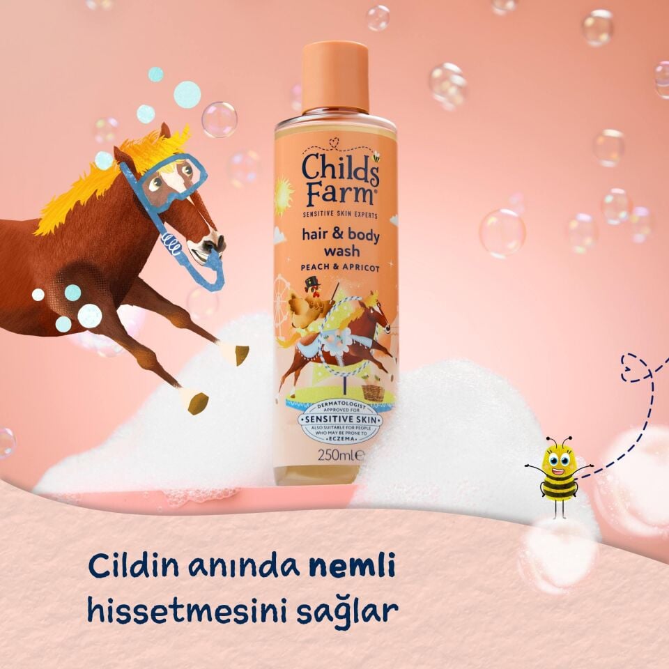 Childs Farm Şeftali ve Kayısı Özlü Çocuk Saç ve Vücut Şampuanı 250 ml