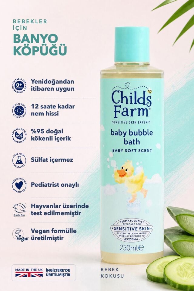 Childs Farm Aloe Vera ve Salatalık Özlü Bebek Banyo Köpüğü 250ml