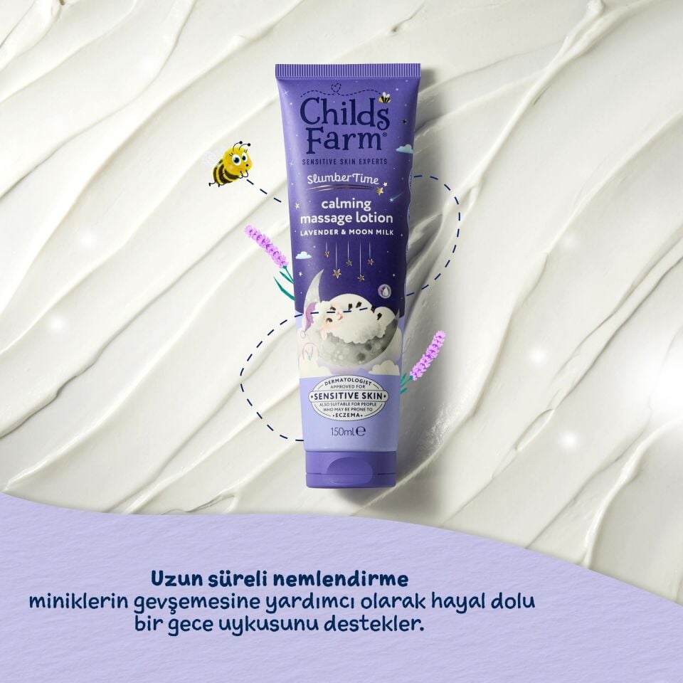 Childs Farm Uyku Zamanı Rahatlatıcı Masaj Losyonu – Lavanta & Ay Işığı Sütü 150 ml