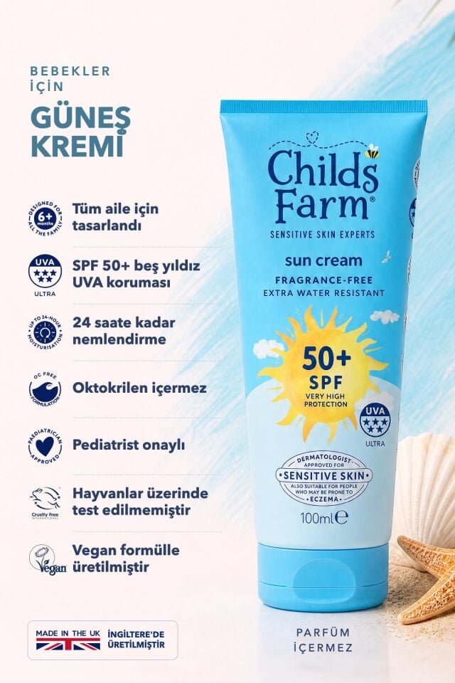 Childs Farm Bebek Güneş Kremi SPF 50+ 100 ml – Parfümsüz