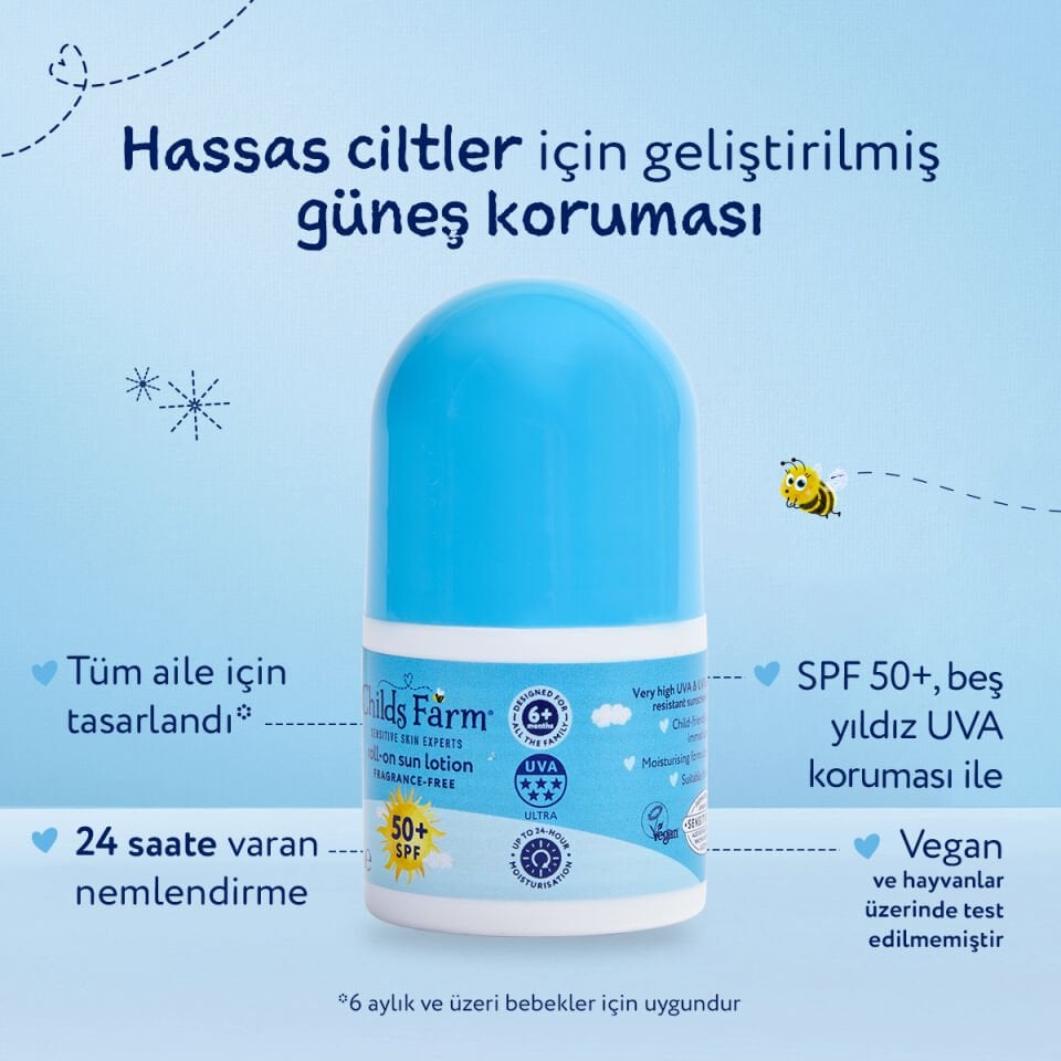 Childs Farm Çocuk Roll On Güneş Kremi SPF 50+ 50 ml
