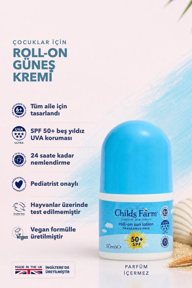 Childs Farm Çocuk Roll On Güneş Kremi SPF 50+ 50 ml